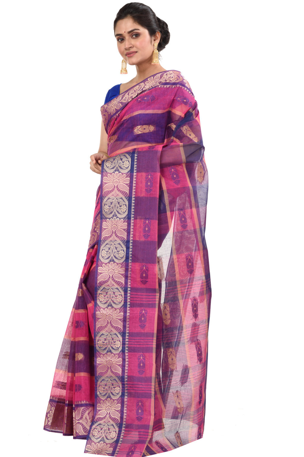 Pink Pure Cotton Krishnakali_Ankit Tant Saree (771)